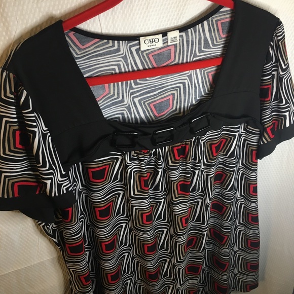 CATO | Women’s Black Blouse with Multi-Color Pattern - Picture 14 of 14